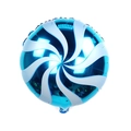Detail view of 18-inch blue and white swirl lollipop foil balloon for birthday party decor - Windmill Lollipop / Blue