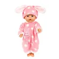 Pink polka dot rabbit outfit for 18-inch baby doll with long bunny ears and embroidery - Q18-001 Pink Polka Dot Rabbit
