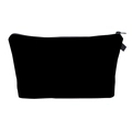 Detail view of the black fabric cosmetic bag showing texture and durable top zipper - Black
