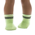 Light green knitted socks with black stripes for 18-inch American Girl dolls - Green Striped