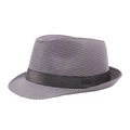 Classic houndstooth jazz hat with black satin band for a vintage British gentleman style - 58cm / Dark Gray Houndstooth