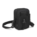 Tactical black nylon waist bag with buckle pocket and adjustable shoulder strap - Black / One Size (12x9x17cm)