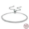 Bracciale tennis regolabile in argento sterling S925 con zirconi scintillanti - Argento 925 / Bianco