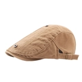 Khaki katoenen platte pet voor dames met metalen gespen en ruitvormige stiksels - Verstelbaar / Khaki