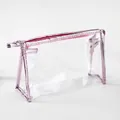 Transparent PVC makeup bag with pinkish-purple metallic trim and zipper closure - Small / Pink