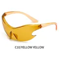 Futuristic Y2K cyber punk sunglasses with yellow frames and lenses in a wrap-around style - Yellow Frame Yellow Lens (C10)