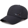 Dunkelgraue schnelltrocknende Sport-Baseballkappe mit Laserschnitt-Löchern und Gummipatch - Verstellbar / Dunkelgrau