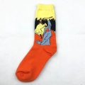 Artistic men's crew socks in bright orange with pop art oil painting characters - Abstract Figure Orange