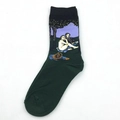 Artistic retro oil painting socks featuring Manet's Luncheon on the Grass in dark green - Luncheon on the Grass