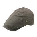 Classic cotton linen flat cap in olive green with a vintage bronze metal emblem - Army Green