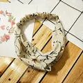 Beige floral twisted headband with elastic band and vintage leaf pattern for women - Beige Daisy Hat
