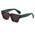 Retro rectangular sunglasses with hawksbill brown frames and dark gray lenses - Tortoise Frame Grey Lenses (C3)