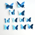 3D mirror blue butterfly wall stickers with 12 pieces in different sizes for home decor - Mirror Blue 12pcs