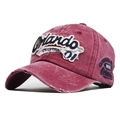 Vintage washed burgundy baseball cap with Orlando letter embroidery and distressed brim - Adjustable / Washed Wine Red