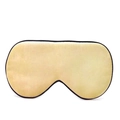 Pale gold double-sided mulberry silk sleep mask with elegant black piping finish - Champagne