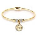 Gouden LifeTree roestvrijstalen armband met fonkelende zirkoon en magneetsluiting - Goud