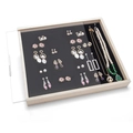 Solid wood jewelry organizer box with acrylic cover and black velvet lining for earrings - 28x32CM Flat Black Velvet