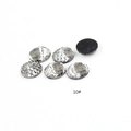 Detailed view of silver fish scale resin gems with glossy finish and black flat back for DIY - 12mm / Silver Metallic (10#)