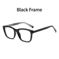 Classic black square frame TR90 sunglasses with polished finish and ergonomic design - Black Frame Anti-blue Light Lenses