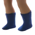 Dark blue ribbed knit socks for 18 inch dolls, handmade doll accessories in pairs - Sapphire Blue