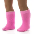 Pink ribbed knit ankle socks designed for 18-inch girl doll accessories and clothing - Rose Red