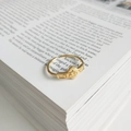 Adjustable gold plated 925 silver ring featuring BABY letter relief and sunburst pattern - BABY Letter Ring (J-778)