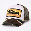Cappello trucker mimetico da uomo con toppa ricamata gialla e rete traspirante sul retro - Regolabile / Verde Militare Camo
