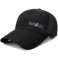 Black quick-dry sports baseball cap with laser-cut ventilation holes and mesh panels - Black