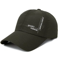 Dark olive green quick-dry sports cap with laser-cut ventilation holes for breathability - One Size(Adjustable) / Army Green