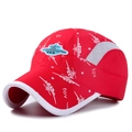 Red kids quick-dry baseball cap with cartoon airplane print and breathable mesh - Adjustable (51-54cm) / Red