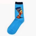 Artistic sky blue crew socks featuring a vintage Queen Nefertiti oil painting pattern - Nefertiti Blue