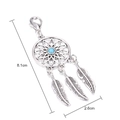 Dettagli del portachiavi acchiappasogni argento con turchese blu e piume decorative - Stile Chiusura a Aragosta M200