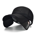 Cappellino da sole outdoor nero con rete traspirante e tesa larga pieghevole - Regolabile / Nero