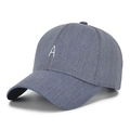 Berretto da baseball classico in denim grigio blu con lettera A ricamata in bianco - Regolabile / Blu