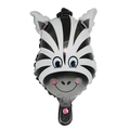 Detailed close-up of a mini zebra head foil balloon for animal-themed party decorations - Mini Zebra Head