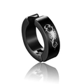 Punk style black titanium steel hoop earring featuring a silver scorpion totem pattern - Scorpion