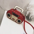 Borsa a mano retrò a forma di radio rossa con manici dorati e tracolla in pelle rimovibile - Rosso