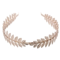 Elegante diadema de metal dorado con hojas de laurel y estilo barroco para novias - Hoja de Laurel Continua Dorada (FG011)