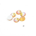 Detail of 4# iridescent fish scale pattern resin cabochons with smooth flat silver back - No.4 (Yellow AB)