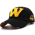 Gorra de béisbol de algodón negro con bordados amarillos y detalles de estrellas para adultos - Ajustable / Negro