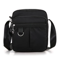 Crossbody bag in black nylon fabric with multiple zipper pockets and D-ring detail - Large / Black