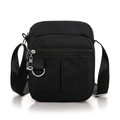 Borsa a tracolla in nylon nero con design multi-tasche e tracolla regolabile - Piccolo / Nero