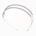 Diadema de doble capa en metal plateado con brillantes pedrería sobre fondo blanco - Diadema de Doble Capa con Strass / Plateado (C8306)