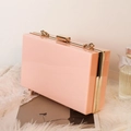 Elegant pink acrylic clutch bag with gold frame and chain, rectangle evening purse - Light Pink