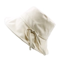 Beiger Sonnenhut aus Baumwollleinen mit breiter Krempe und eleganter Schleife für Damen - Ca. 58 / Beige