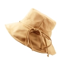 Hellbrauner Sonnenhut aus Baumwolle und Leinen mit breiter Krempe und Kordelzug - Ca. 58 / Khaki