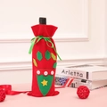 Housse de bouteille de Noël en feutre rouge avec décorations d'étoiles et feuilles - Style de Sac Cadeau de Noël Triangle / Rouge