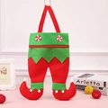 Christmas elf pants gift bag in red and green felt for candy and wine bottles - All Red Legs Style