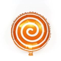 Vista dettagliata di un palloncino in alluminio a spirale arancio e bianco da 18 pollici - Lecca Lecca a Cerchio a Spirale / Arancione