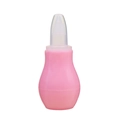 Manual pink silicone baby nasal aspirator with a soft pump bulb and clear suction tip - Pink